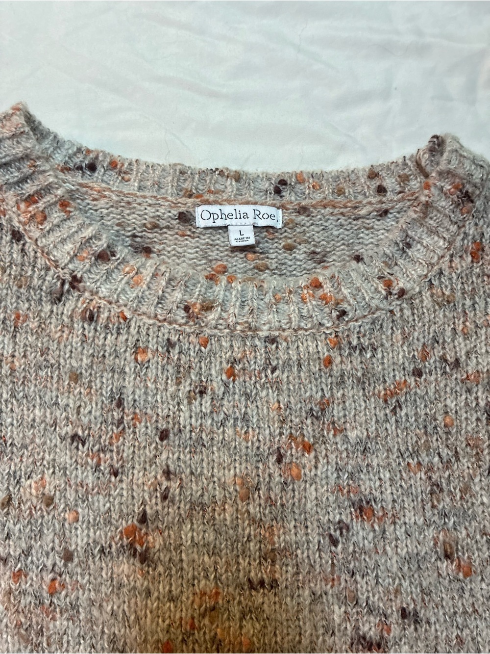 Ophelia Roe Women’s Cozy Cream Speckled Knit Sweater Size Large - Picture 6 of 7